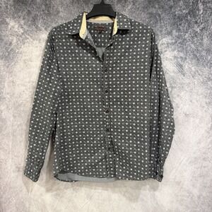Men's Geometric Dot Print Long Sleeve Button Shirt  Gray M Preppy Formal Slim